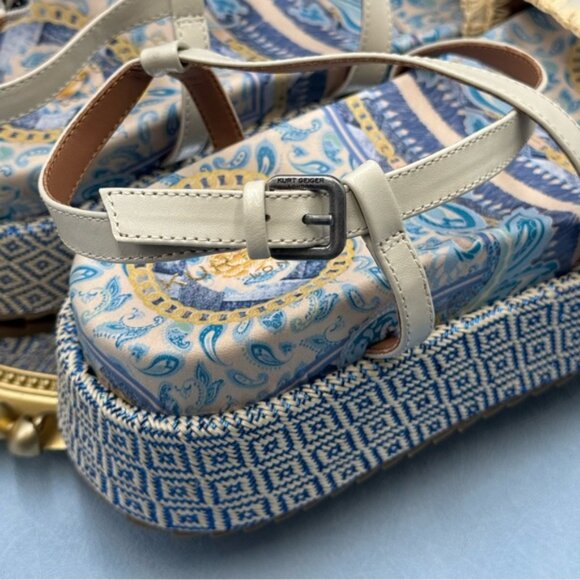🆕 KURT GEIGER LONDON 🧿 NWOB Chelsea Flatform Sandal, Pale Blue Combo Sz 37 US7 - Picture 8 of 13